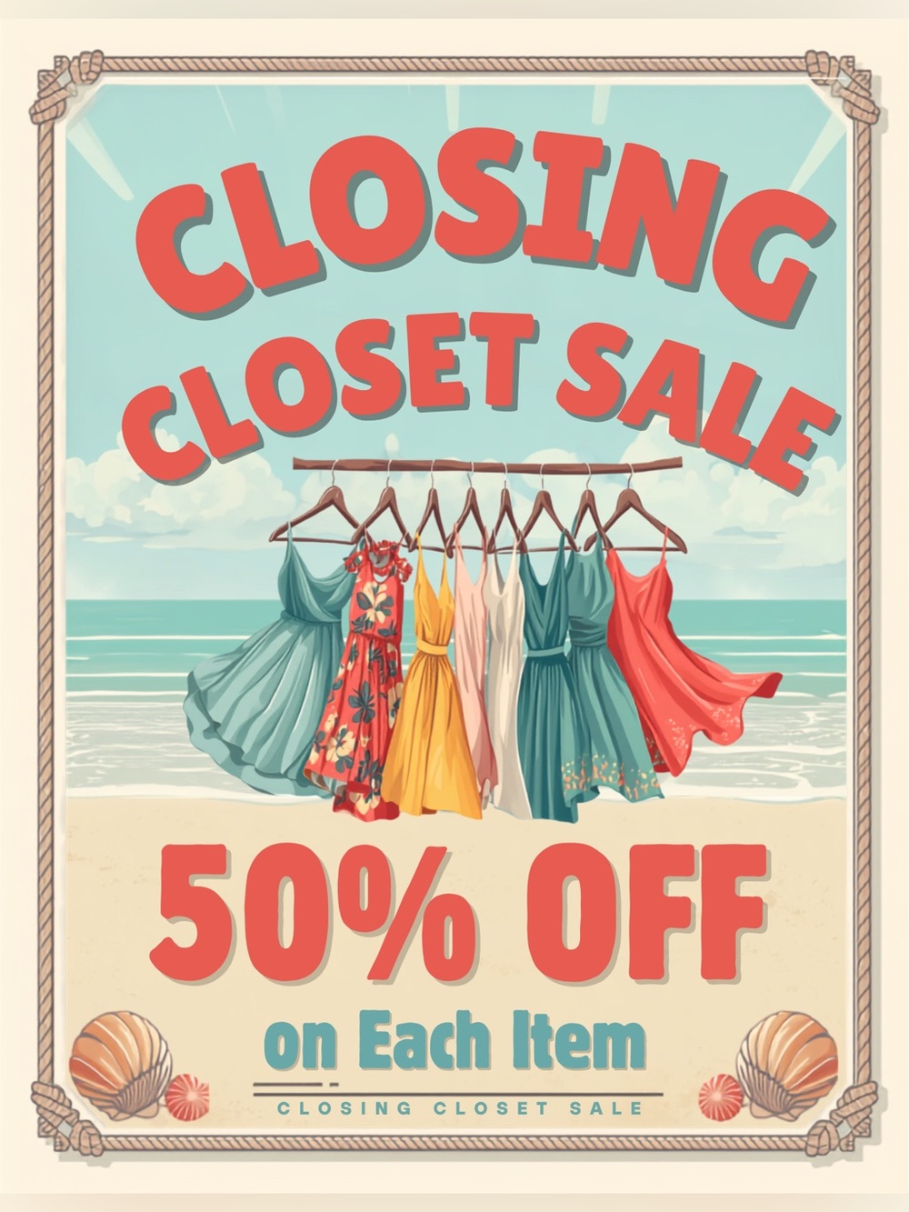 Closing Closet Sale - 50% Off On Each Item